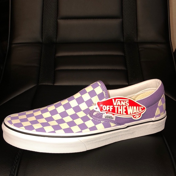Purple Checkered Slip on Vans - Picture 2 of 3